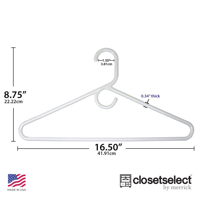 Heavy Duty Plastic Hangers, Made in USA, White Heavy Weight