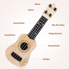 Toddmomy Kids Ukulele Guitar - 4 Strings Musical Instrument Toy for Boys and Girls Beginners (Beige)