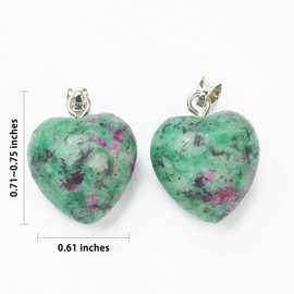 BEEFLYING 10pcs Heart Gemstone Pendants Natural Stone Pendants for Necklace Bracelet Jewelry Making, Zoisite