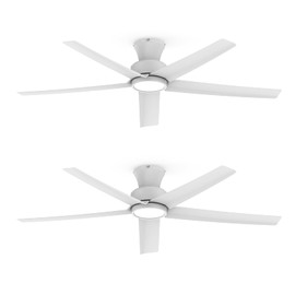 ocioc 52 inch Ceiling Fans with Lights, Large Air Volume Ceiling Fans with Reversible Quiet DC Motor and Remote（White-2 pack）