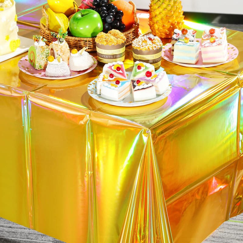 CZSYZCZS 54" x 108" Sequin Holographic Foil Tablecloths Plastic Tablecloths