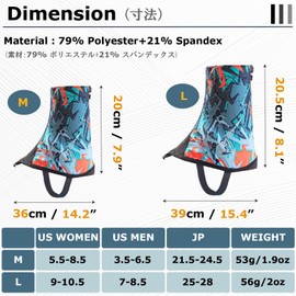 YAPJEB Hiking Gaiters, Trail Running Gaiters Sandproof, Lightweight Leg Gaiters for Men Women, Boot Equipmentfor for Hunting, Mountain Climbing, Snow(Blue-M)