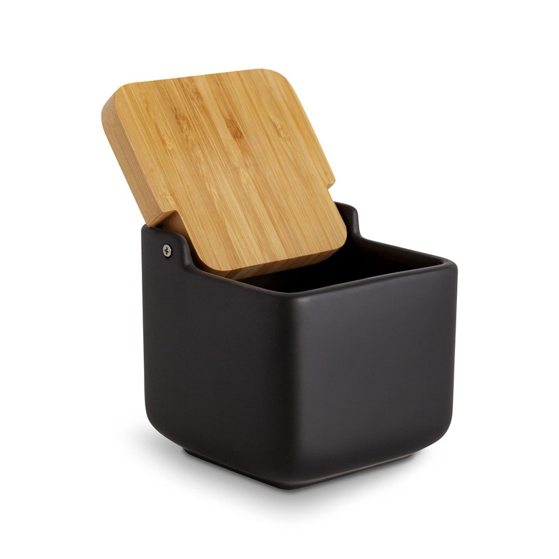 KOOK TIME Ceramic Salt Jar with Hinged Lid Made of