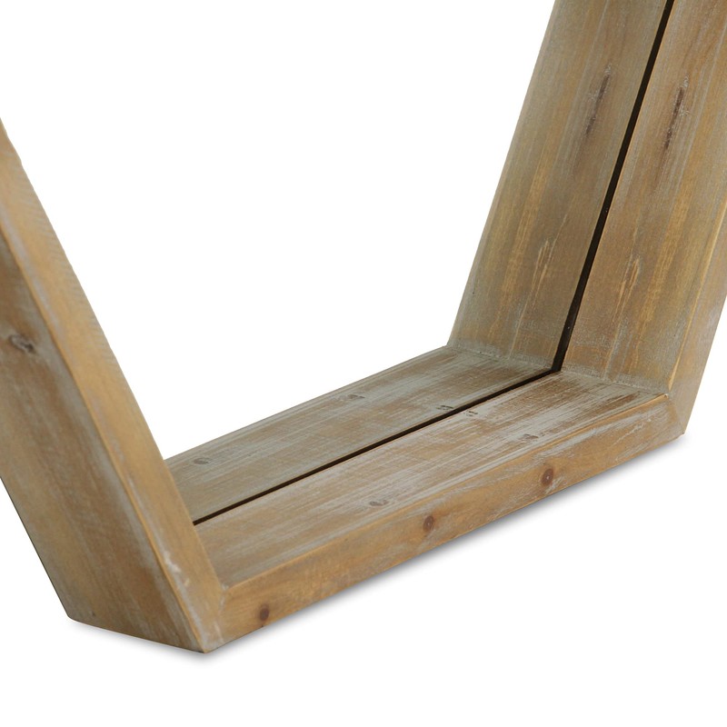 Cheung's Hexagon Mirror with Wood Frame