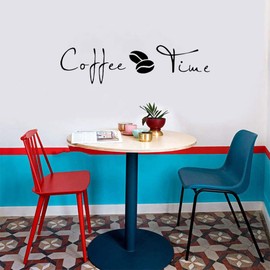 CoffeeTime Coffee Wall Sticker Vinyl Removable Wall Sticker for Bedroom Living Room Office Home Window Door