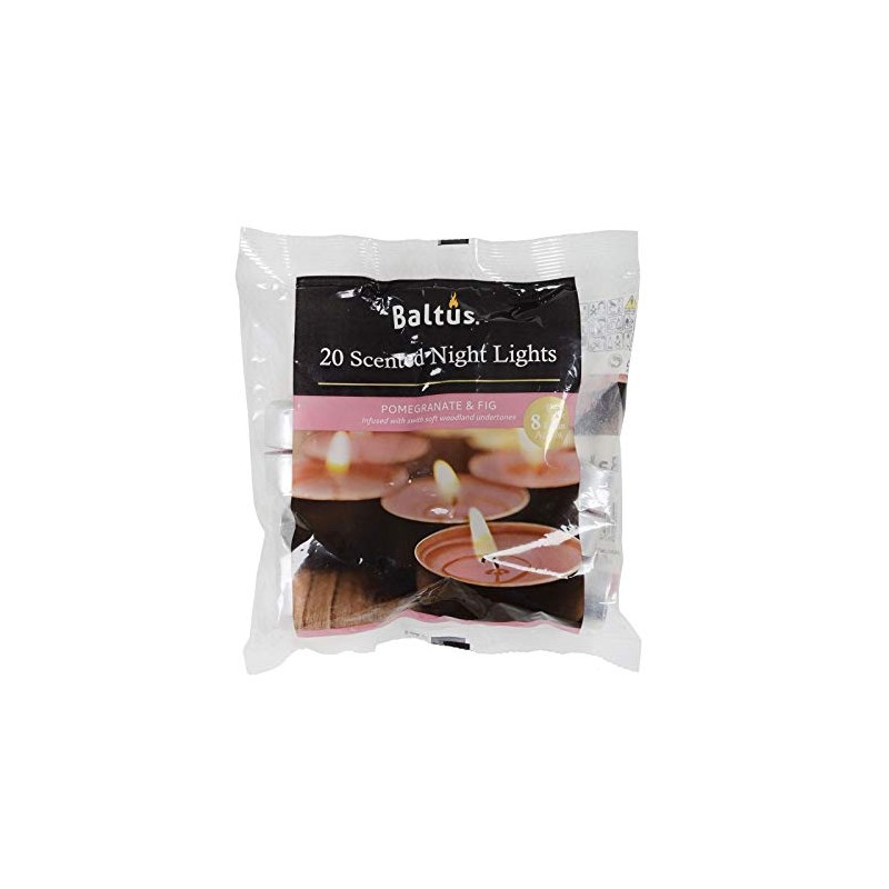 Baltus 20 Pack of Tealights Night Lights 8hr Burn Pomegranate