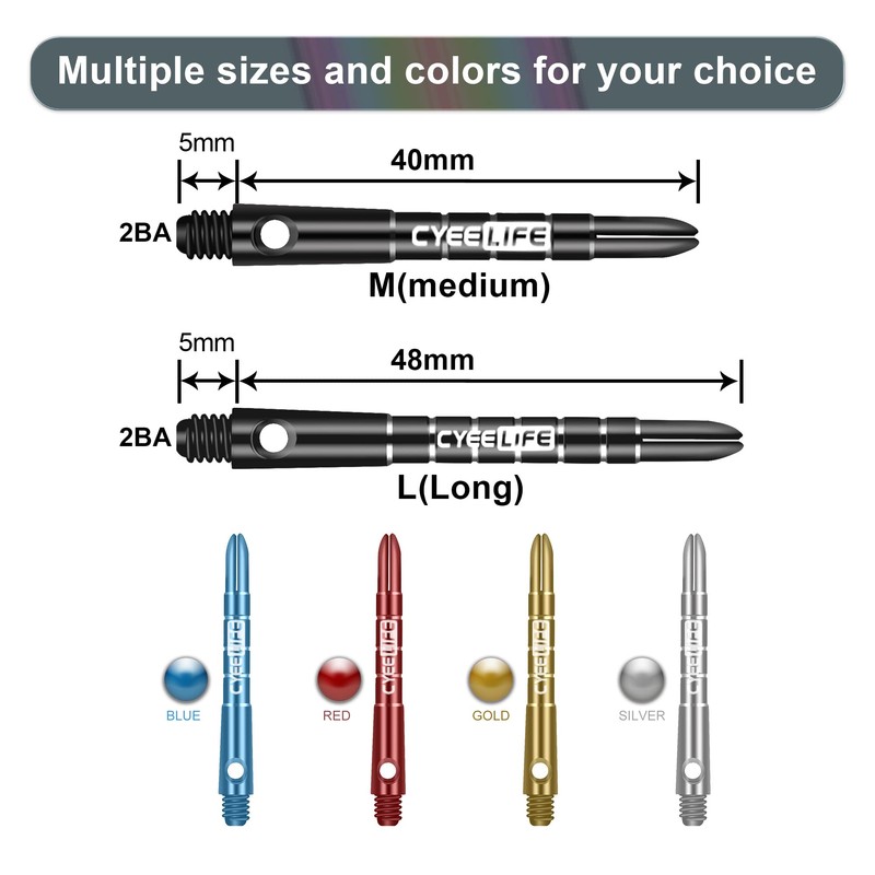 CyeeLife Pro Dart Shafts Aluminium 15Packs(5 Sets) with 20pcs Rubber