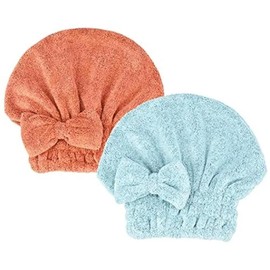 Microfiber Hair Drying Towels  wrap with Bow-Knot Shower Cap Hair Turban hairWrap Bath Cap for Curly Long & Wet Hair  for Women - Colour: 1darkgrey+rose Red
