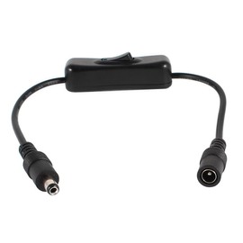 SODIAL(R) 5.5x2.1mm DC Connector Switch Cord Black Solid Color for LED Strip