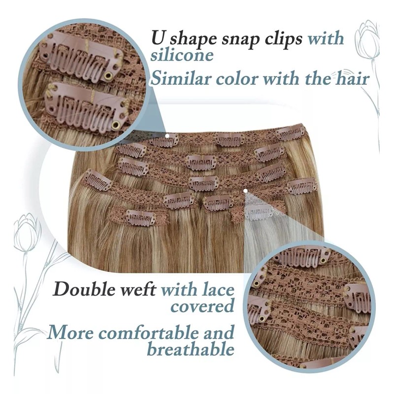 Runature Extensiones Cabello Natural 120gr 14in Rubio Oscuro Rubio Os