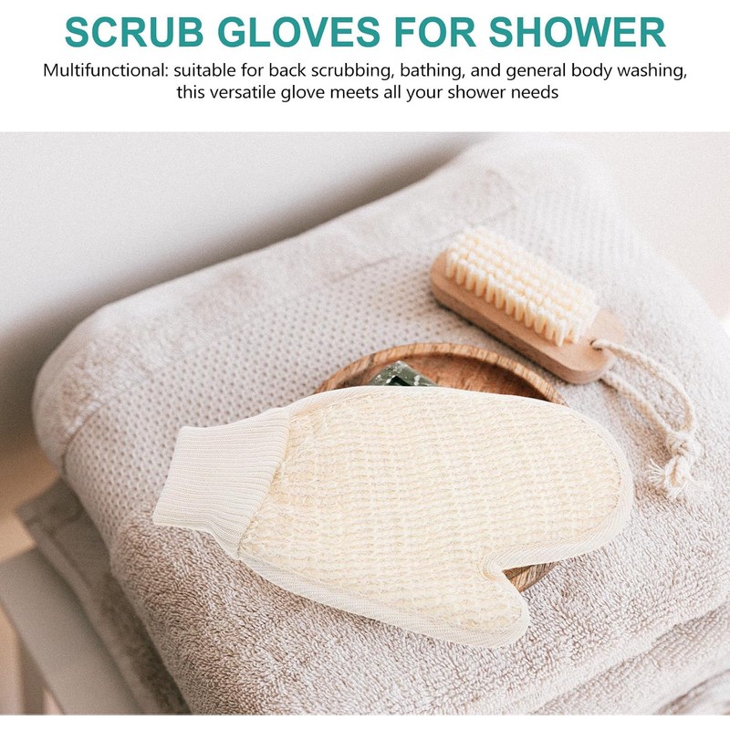 Guantes de Baño de Sisal Beige de Doble Cara para
