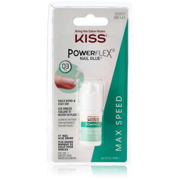 KISS Powerflex Max Speed Fake Nail Glue, Flex Formula for Ultra Hold of False Nails, Instantly Repairs Breaks and Tears
