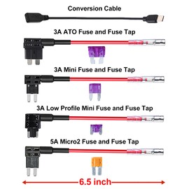 DUOYONG Dash Cam Hardwire Kit Converts 12V-24V to 5V Type C USB Hardwire Kit for Dash Camera, Add a Circuit Fuses, Low Voltage Protection (11.5FT)