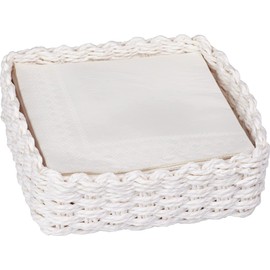 Ideal Home Range NH7990 Woven Basket Napkin Holder Caddy, Paper, White