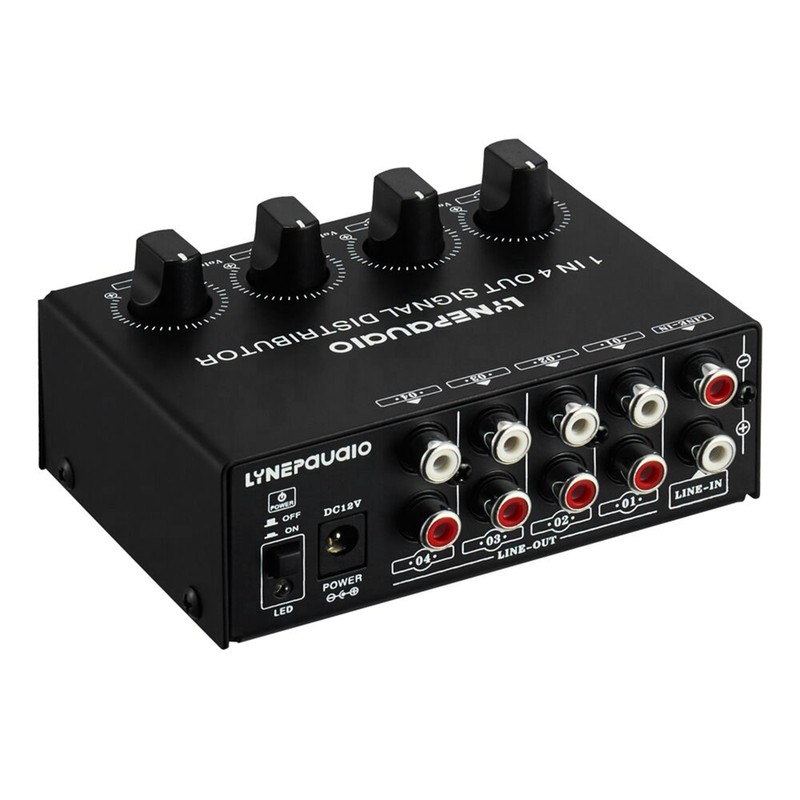 LYNEPAUAIO 1-in-4-out Stereo Audio Amplifier Amp Signal Distributor 1 Channel