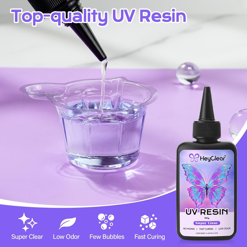 HeyClear 500g UV Resin Liquid - Ultra Transparent, Low Odor,