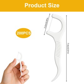 wilcractk Zahnseide Sticks, 200 Stück, Hochwertige Zahnstocher aus Kunststoff, Stabile und Starke Zahnseide für Kinder und Erwachsene, Weiß, Ideal für Zuhause, Hotels und Reisen