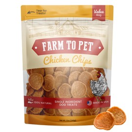 Farm To Pet Dog Training Treats - Chicken Chips, Single Ingredient, Lean, All Natural, Healthy Dog Treats for Small, Medium, Large Dog Breeds, & Puppies, Made in USA