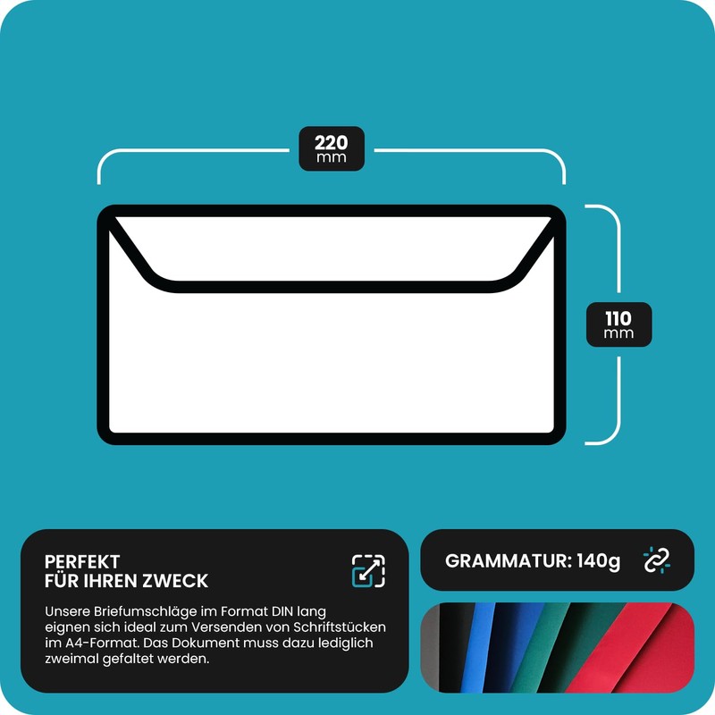 Pack of 25 Blue Envelopes DIN Long 110 x 220