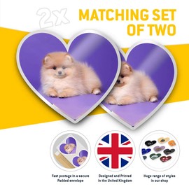 2 x Heart Stickers 7.5 cm - Pomeranian Spitz Dog Puppy Fluffy Fun Decals for Laptops,Tablets,Luggage,Scrap Booking,Fridges, #24051