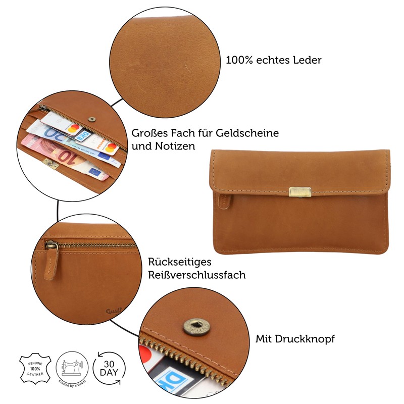 Gusti Rani Leather Wallet Purse Clutch Women's Vintage Leather Brown,