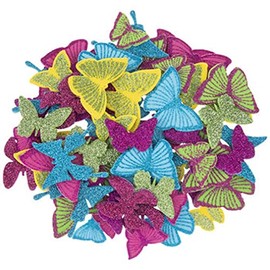 Playside Creations Glitter Butterflies Colorful Foam Sticker Set 72 Pieces,Pink