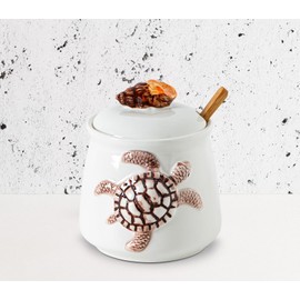 dgudgu Turtle Sugar Bowl With Lid Ceramic Sugar Jar With Conch Lids Ocean Theme Sugar Container With Spoon White Sugar Dish With Lid And Spoon Sugar Pot Sugar Holder