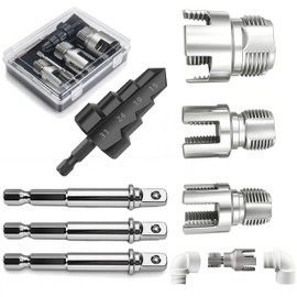 PVC Pipe Threader 7PCS Kit with Step Drill Bit, 1/2" 3/4" 1" Tapping Tool