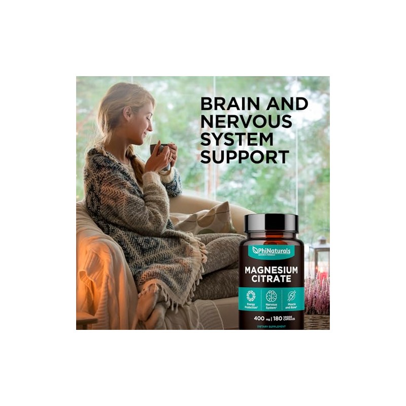 Citrato de Magnesio 400 mg 180 cpsulas por Phi Naturals