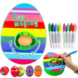 Abnaok Easter Egg Machine, Easter Egg Decoration Set, Easter Egg Decorating Machine with Spinner, Egg Painting Machine, Painted Gift for Children, DIY Easter Eggs Decoration