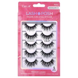 CALA - "Lash & Posh" pestañas postizas multidimensionales y ligeras (5 pares de pestañas, Monarca)