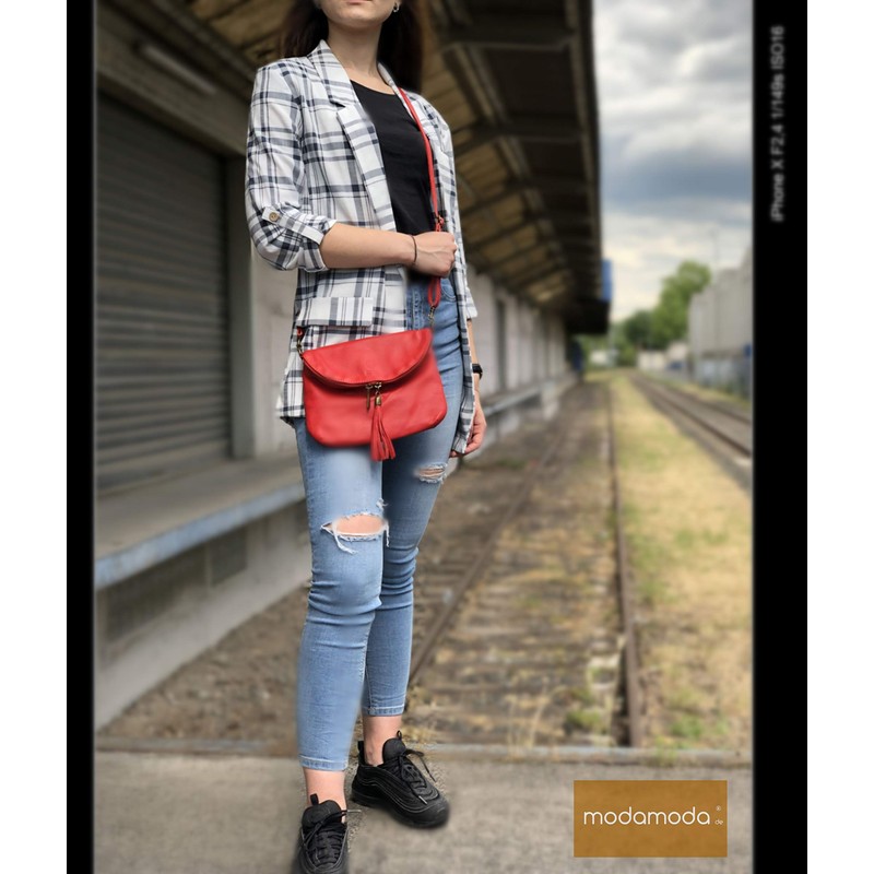 modamoda de - T07LEATHER - Small Italian Leather Shoulder Bag,