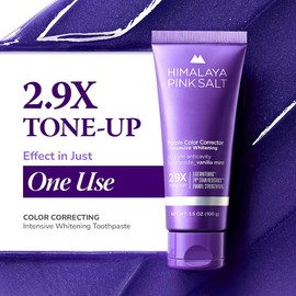 HIMALAYA PINKSALT Purple Color Corrector Whitening Toothpaste, 4.2oz (3 Packs) - Tone Up Toothpaste with Fluoride, Plaque Remover for Teeth, Purple Toothpaste for Teeth Whitening, Vanilla Mint