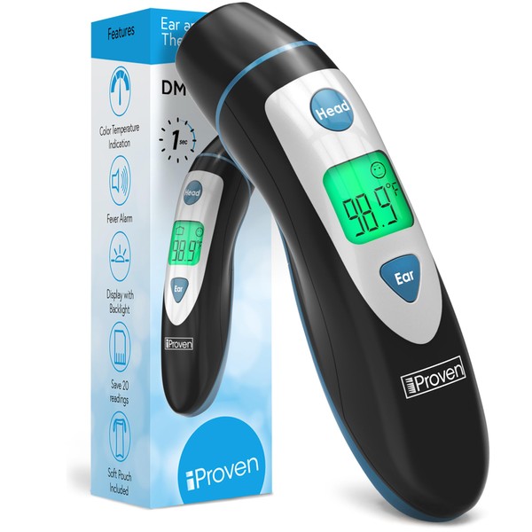 iProven Ear and Forehead Thermometer Dual Mode - 1 Second Accurate Fever Thermometer for Adults, Kids, and Babies - Digital Infrared Technology, Body Temperature Thermometer