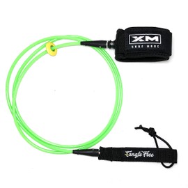 XM SURF MORE Comp 7ft Surfboard Leash with Tangle Free Upgrade, Cord Thickness (.220in), Key Pocket, Unbreakable Swivels, Detachable Railsaver, Made in USA