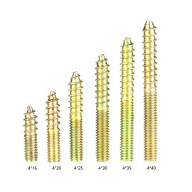 Hilitand 110pcs M4 Double End Threaded Bolts for Woodworking Hanging Screws 6 Different Sizes 16/20/25/30/35/40mm
