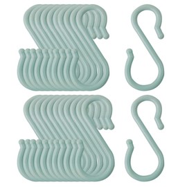sourcing map 24 Pack S Shaped Hooks Plastic Hanger for Kitchen Bathroom Closet Holder Pots and Pans Cups Utensils Coats Towels Hanging Light Blue