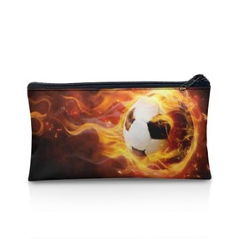 Wnbucioht Boys Pencil Case Soccer Print Pen Bags for School Kids Big Capacity Stationery Organzier Flame Soccer Print Pencil Box Pencil Pouch Holder for Teens Adults School Office Supply