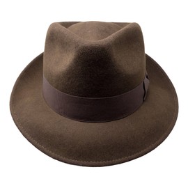 Borges & Scott B&S Premium Doyle - Teardrop Fedora Hat - 100% Wool Felt - Crushable for Travel - Water Resistant - Unisex - Dark Brown 54cm