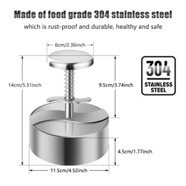 TIANTOU Burger Press, Adjustable Hamburger Meat Press, 304 Stainless Steel Non Stick Patty Press, BPA Free, Suitable for Beef, Burgers and Cooking, Ideal for BBQ and Homemade Hamburge