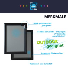 INMO Aluminium Folding Frame DIN A4 with Aluminium Profile without Glass - Folding Picture Frame Black - Photo Frame for Pictures, Posters - 23.80 x 32.50 cm Certificate Frame