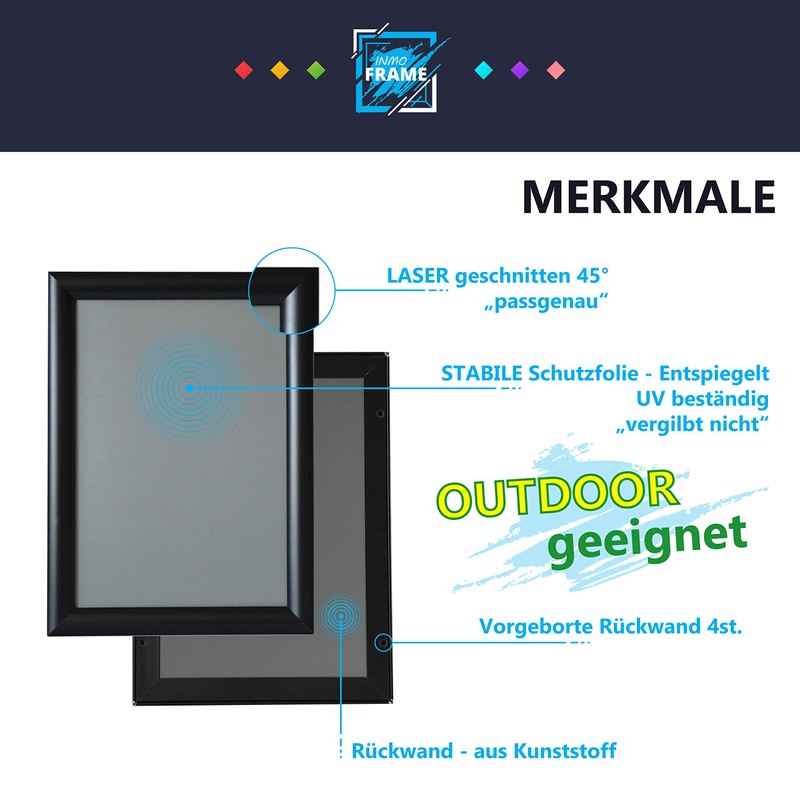 INMO Aluminium Folding Frame DIN A4 with Aluminium Profile without