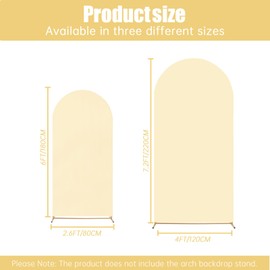 2-Piece Arch Cover for Wedding, Arch Spandex Fitted Covers 6FT 7.2FT Round Top Chiara Wedding Backdrop Covers Compatible for Birthday, Indoor Outdoor Party (Beige)
