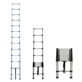 3.8M Stainless Steel Telescoping Ladder Extension Ladder, Multi-Purpose Collapsible Ladders Folding Ladder,Lightweight Telescopic Compact Ladders
