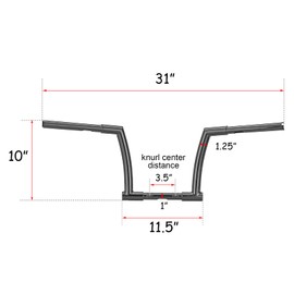 Wsays 10 Inch Ape Z Bar Handlebar 1-1/4" Diameter Compatible with Harley Sportster 883 1200 XL Softail Dyna, Fit Touring Road King 1994-2022 and Road Glide 1998-2013, Gloss Black