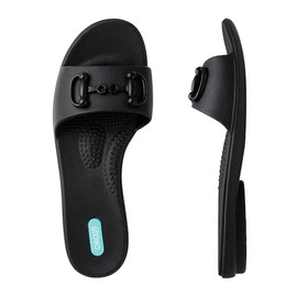 Oka-B Women's Grace Sawyer Slide,Licorice with Licorice Plastic Horse Bit Charm Charm, Large Large, Size 11-12 M