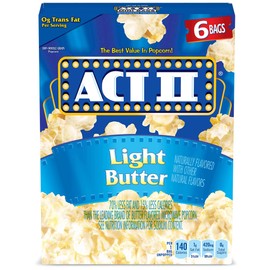ACT II Light Butter Microwave Popcorn Bags, 6-Count (Pack of 6)