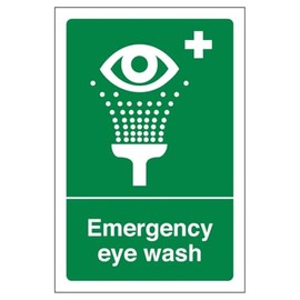 V Safety Emergency Eye Wash - Portrait 200 x 300 mm - 3mm Brushed Aluminium Composite Safety Sign