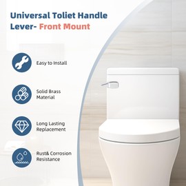 iFealClear Universal Metal Toilet Handle Replacement, Front Mount Toilet Flush Trip Lever Compatible with American Standard/Mansfield/TOTO/Kohler Toilets, Stainless Steel Flapper Chain, Chrome