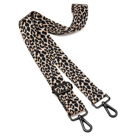 ZOOEASS Nickel Buckles Wide Shoulder Strap Adjustable Replacement Belt Gun Buckles Guitar Style Crossbody Bag Strap(Wide:1.5in,Long:49.2in) (Leopard2)